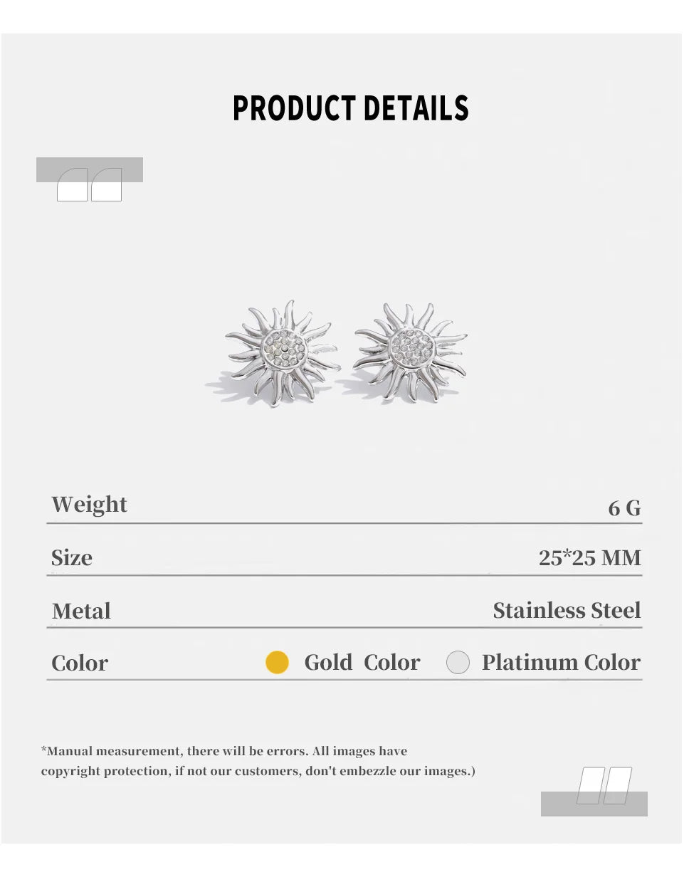 Trendy Sun Earrings Stud