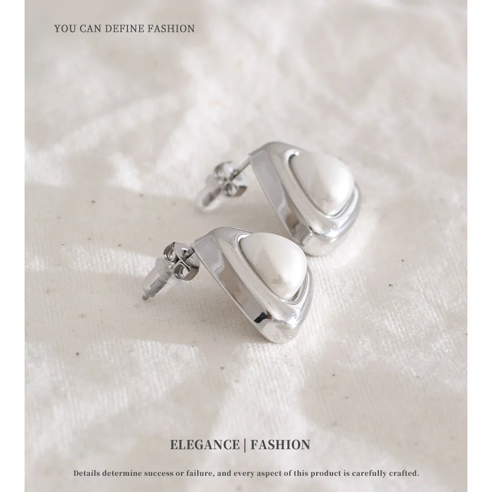 White Triangle Studs