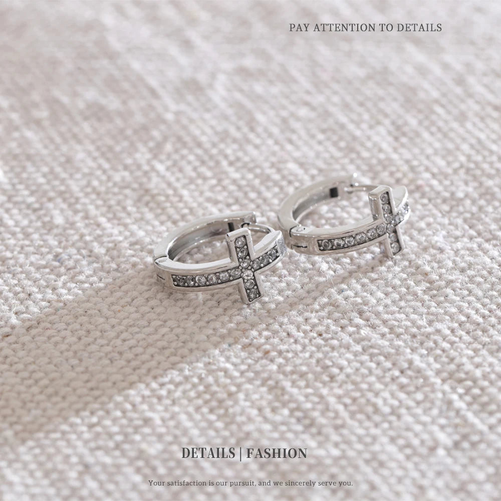 Cross Hoop Earrings