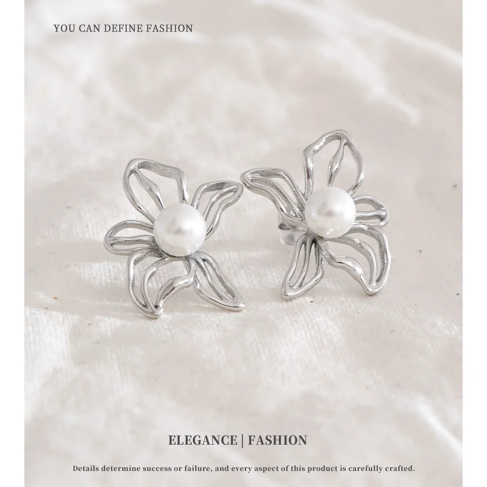 Pearl Flower Studs