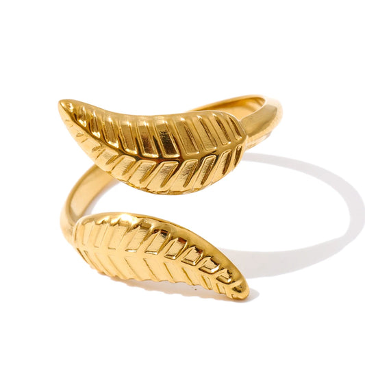 Double Leaf Open Ring