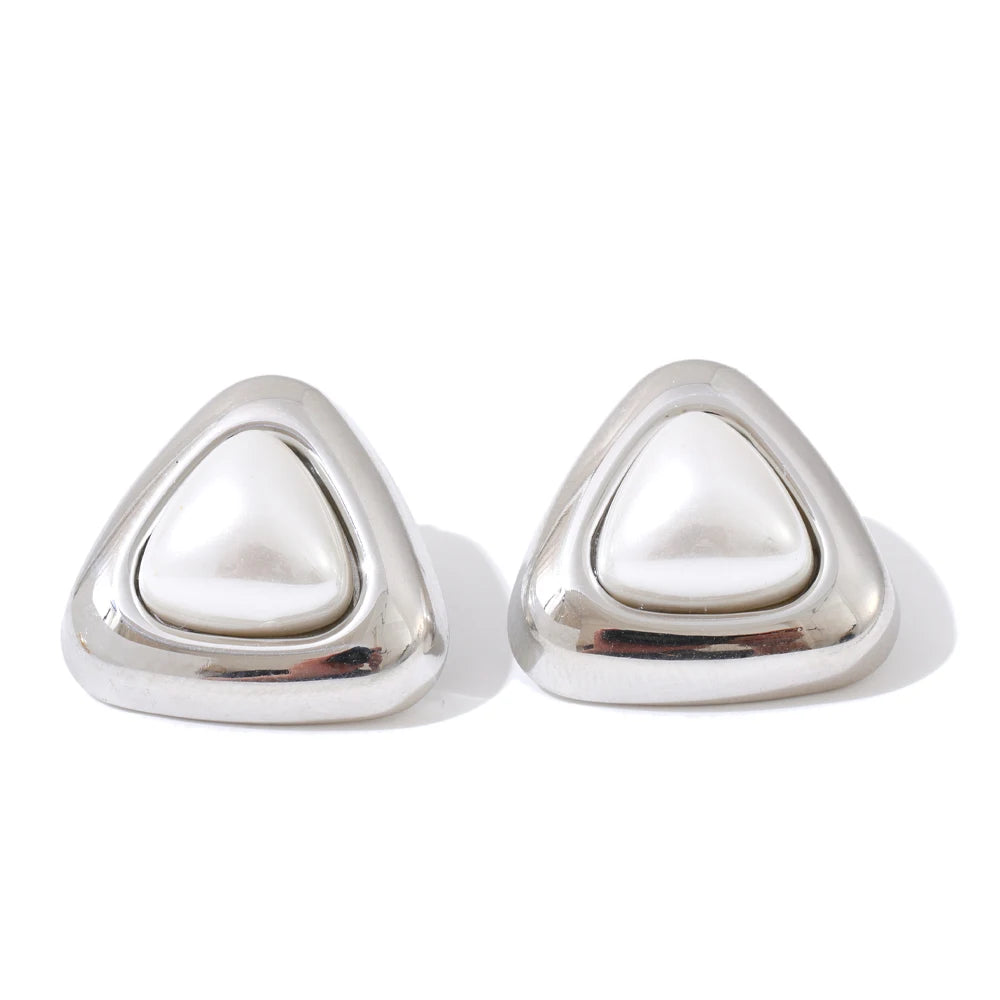 White Triangle Studs