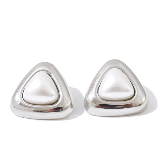White Triangle Studs