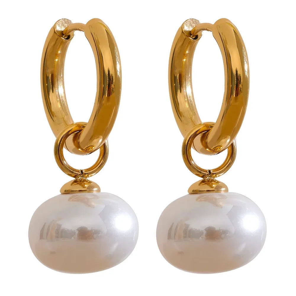 Elegant Pearl Hoop Earrings
