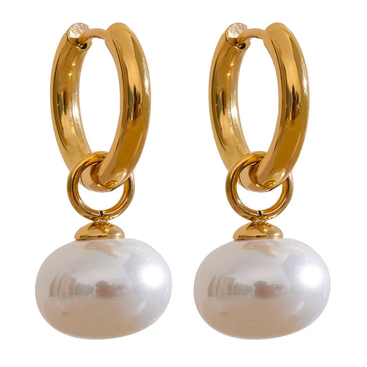 Elegant Pearl Hoop Earrings