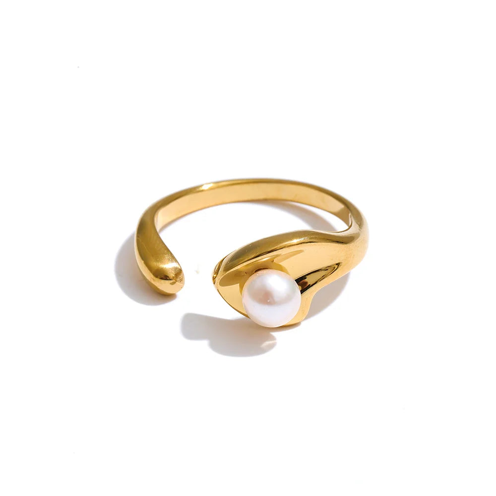 Pearl Curve Open Ring