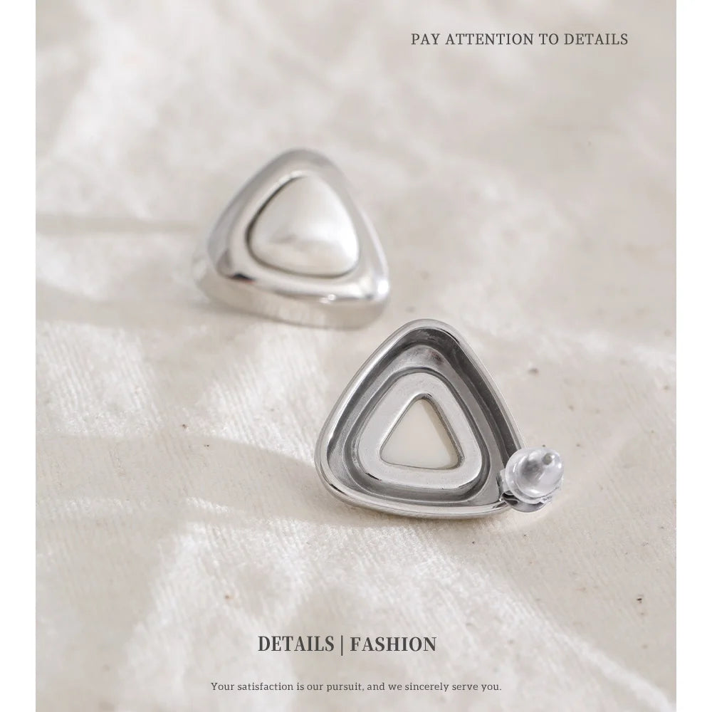White Triangle Studs