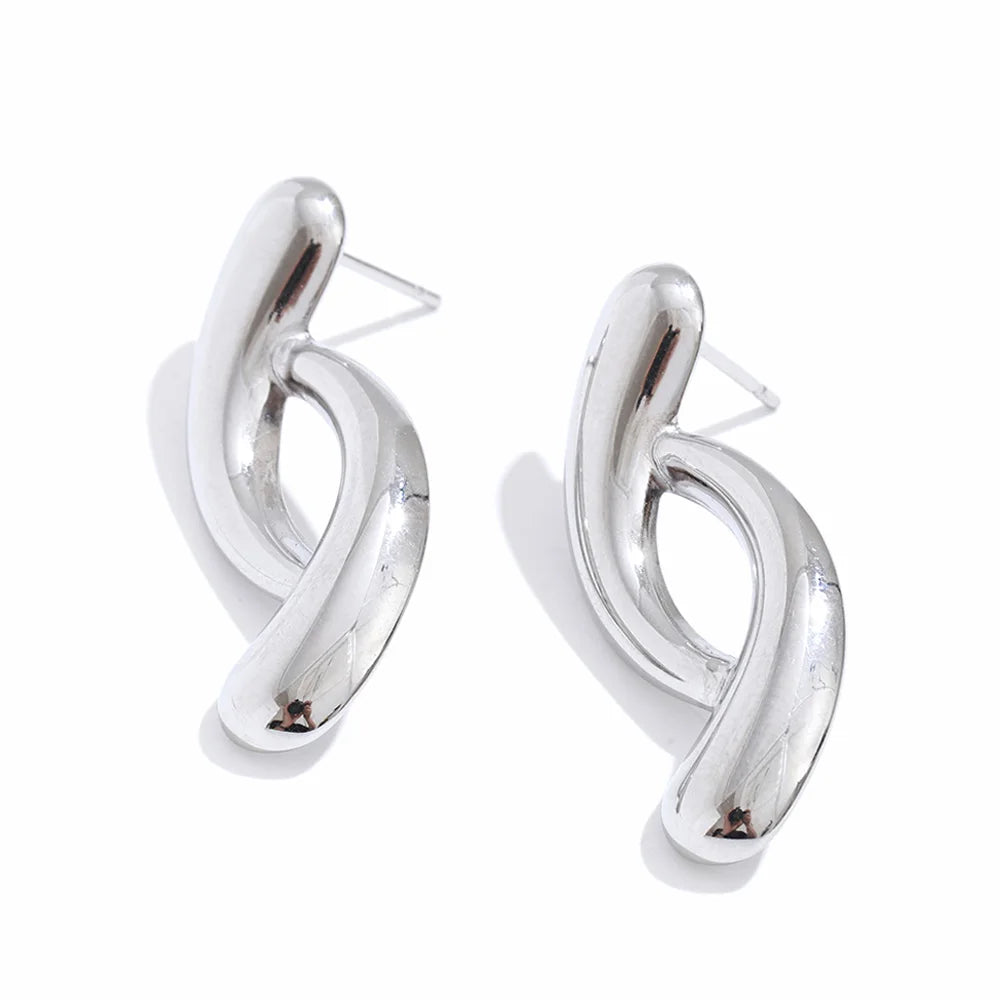 Sculptural Silver Twist Earrings