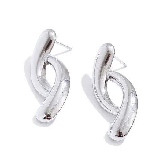 Sculptural Silver Twist Earrings