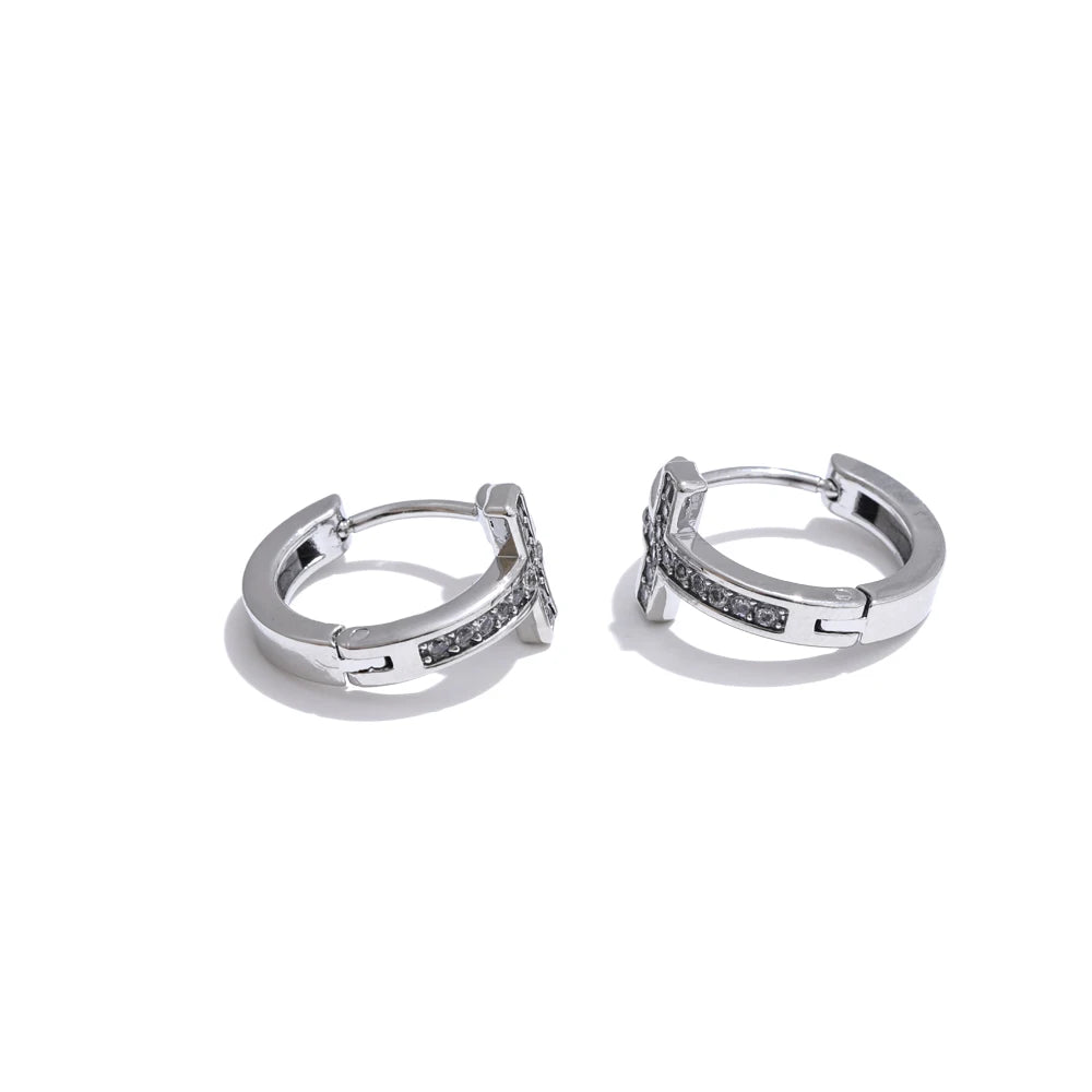 Cross Hoop Earrings