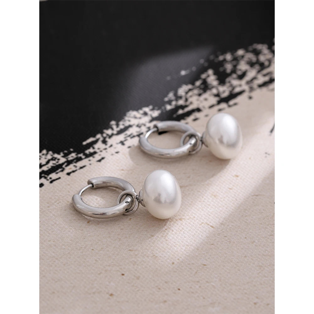 Elegant Pearl Hoop Earrings