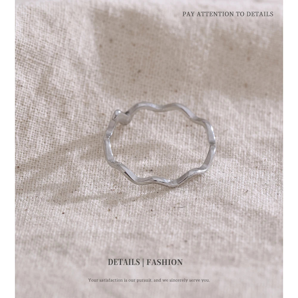 Minimal Silver Wave Ring