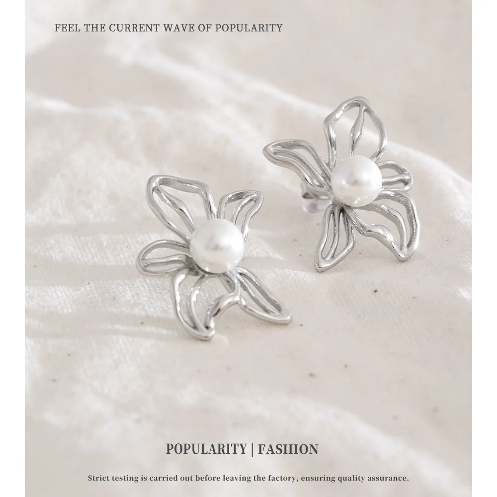 Pearl Flower Studs