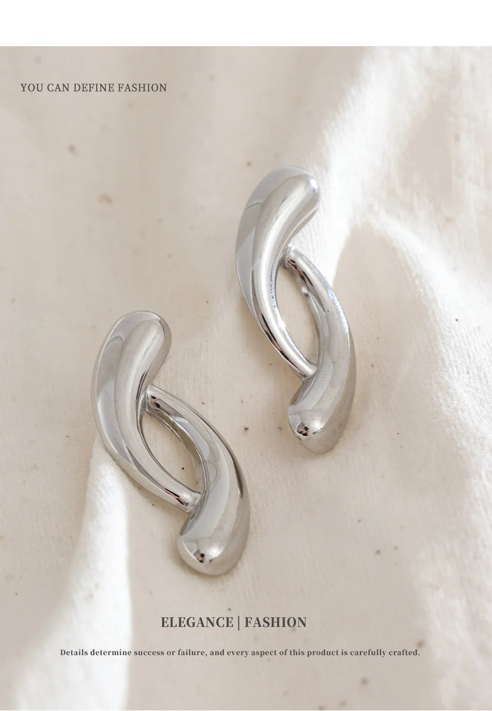 Sculptural Silver Twist Earrings