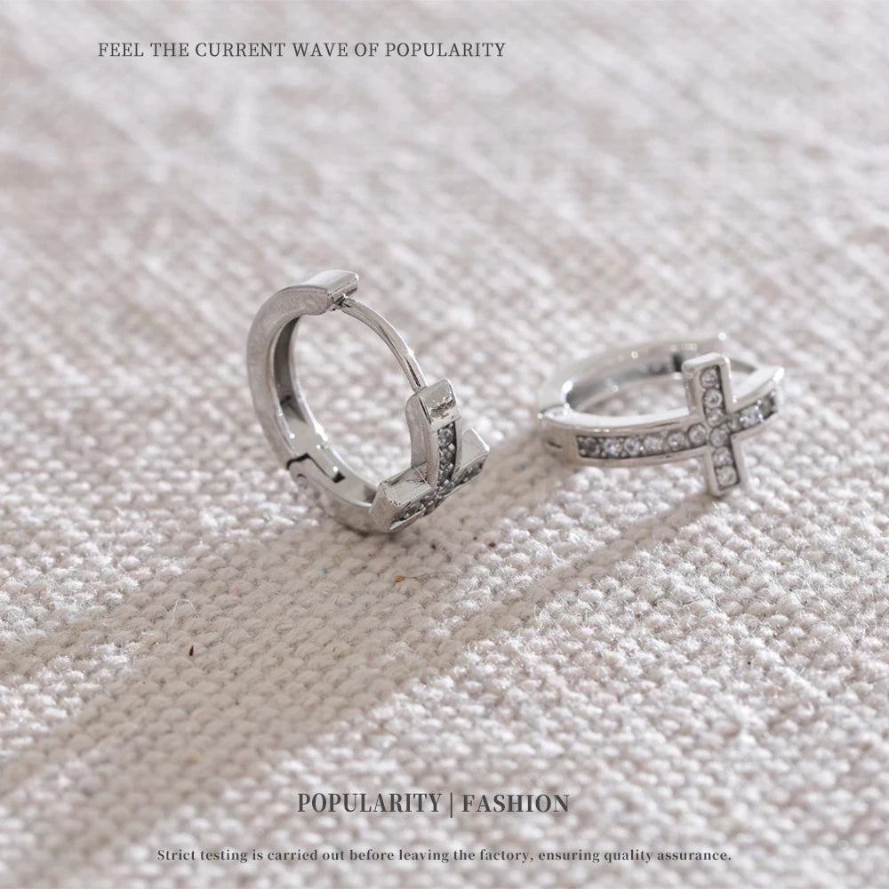 Cross Hoop Earrings