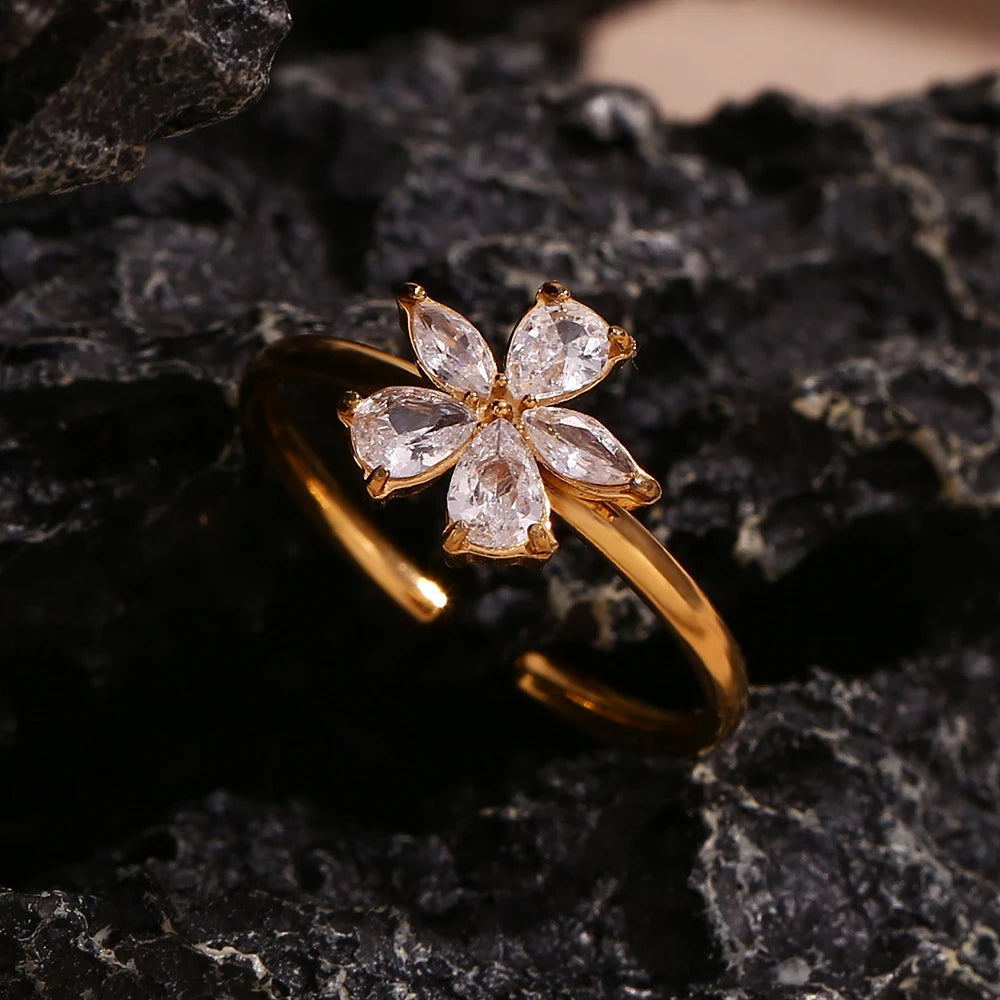 Crystal Petal Bloom Ring