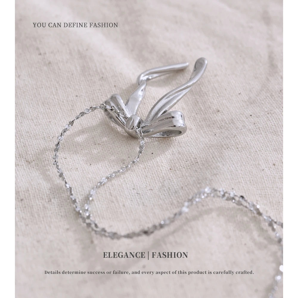 Golden Bow Ribbon Necklace