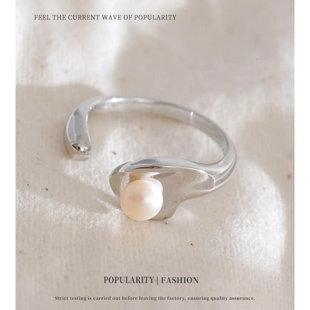 Pearl Curve Open Ring