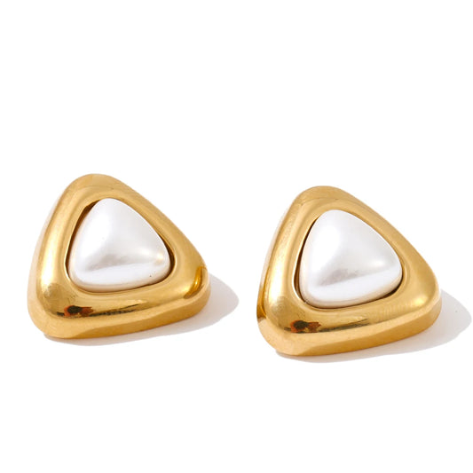 White Triangle Studs