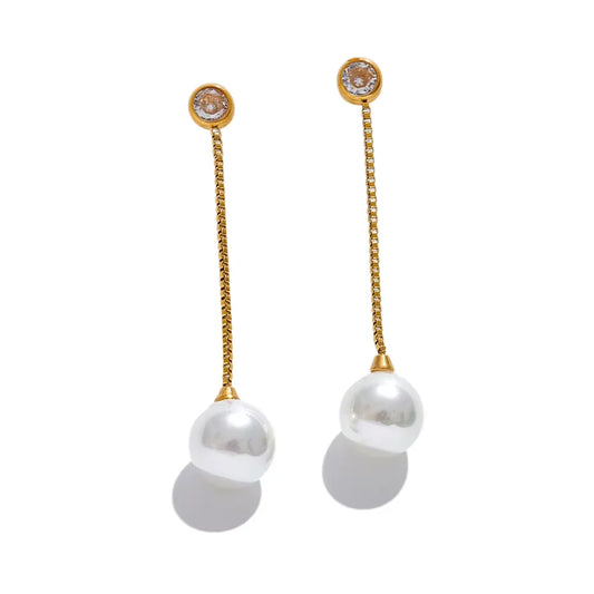 Long Pearl Drop Earrings