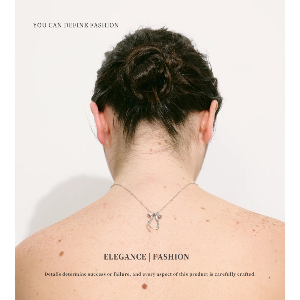 Golden Bow Ribbon Necklace