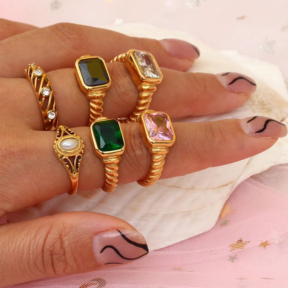 Luxe Gem Stack Ring Set