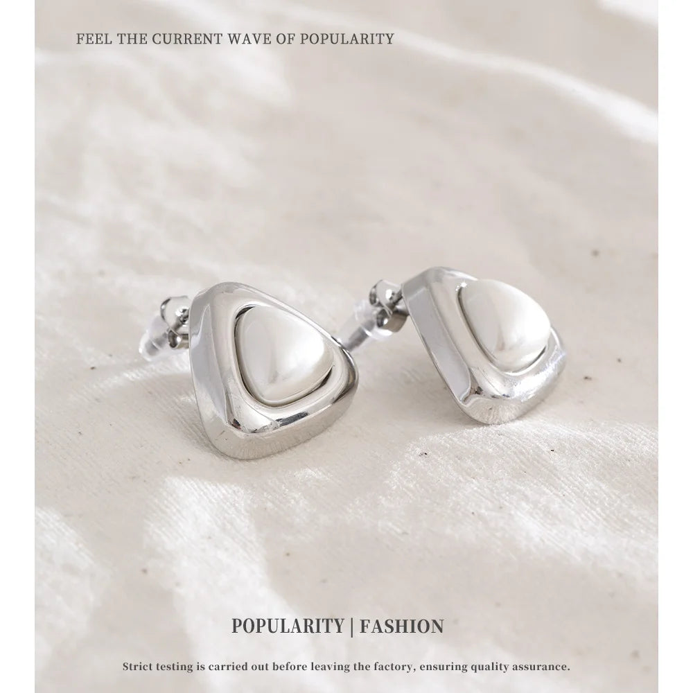White Triangle Studs