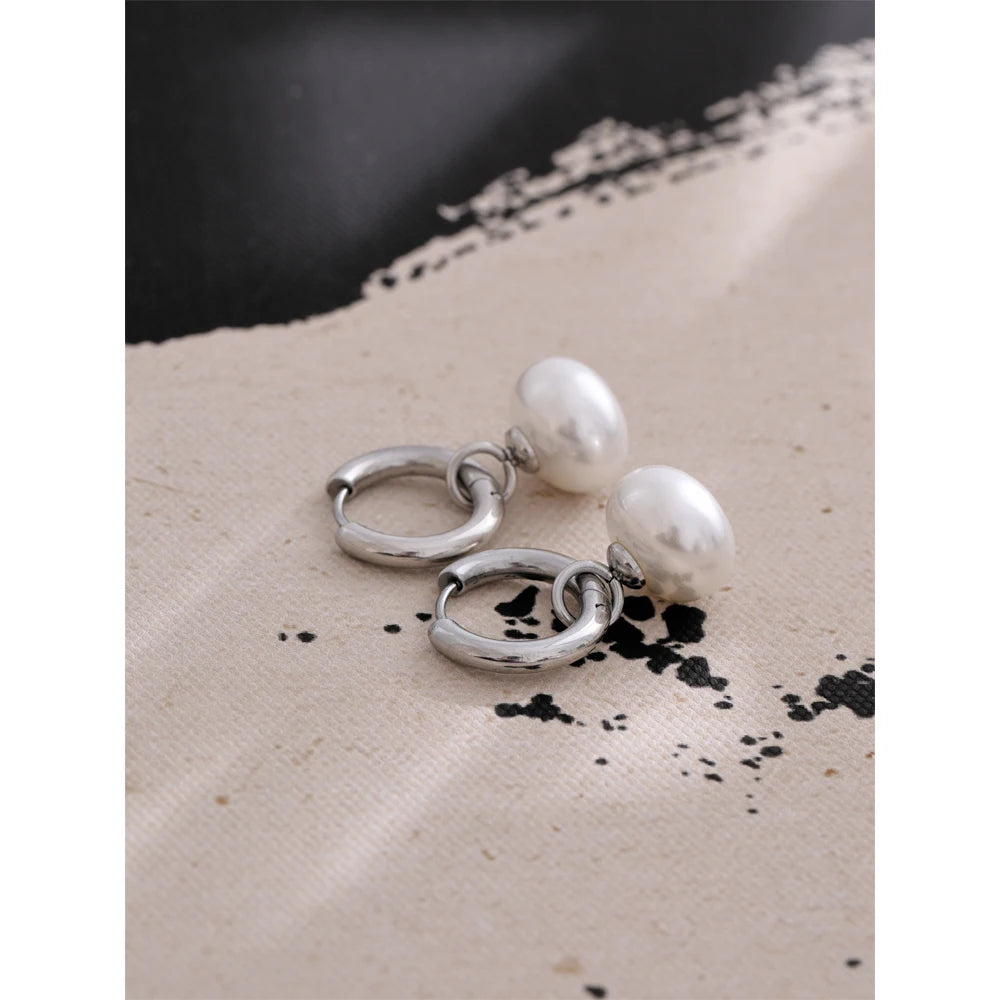Elegant Pearl Hoop Earrings