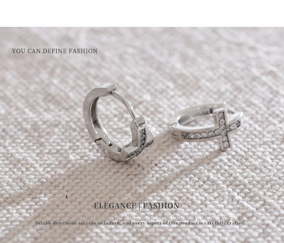 Cross Hoop Earrings