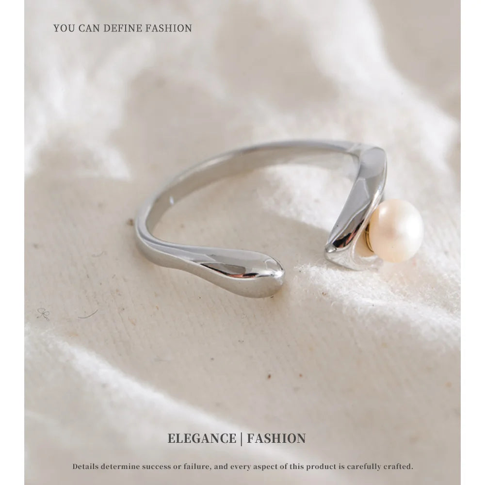 Pearl Curve Open Ring