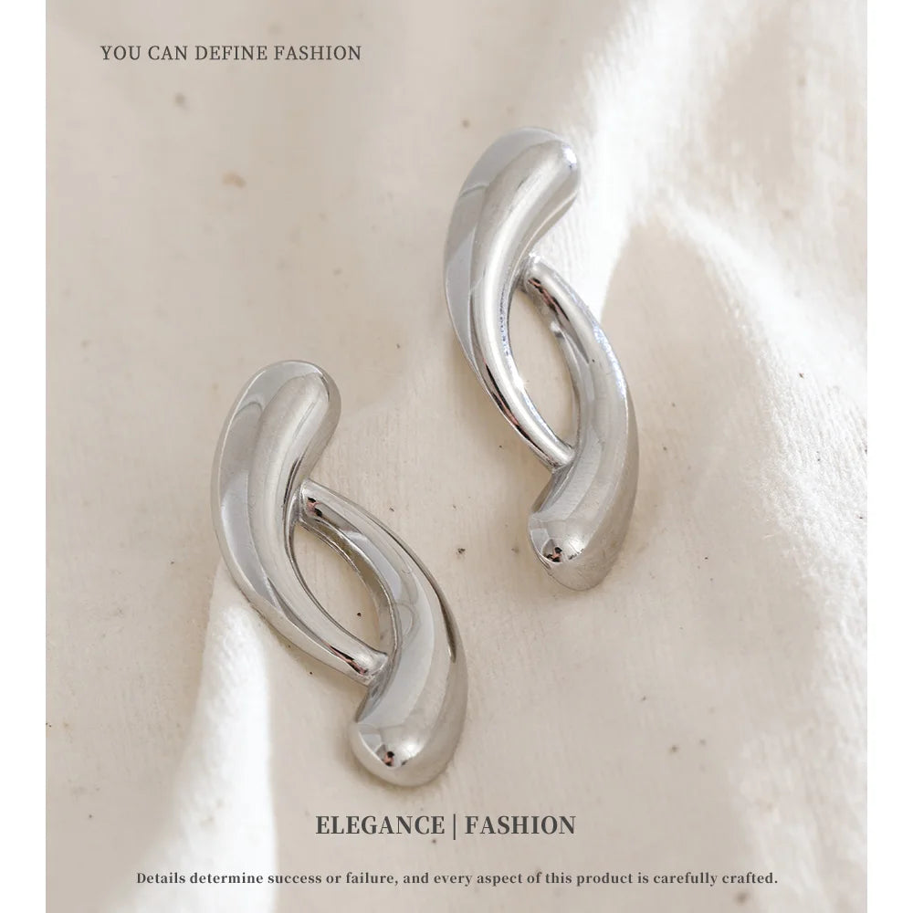 Sculptural Silver Twist Earrings